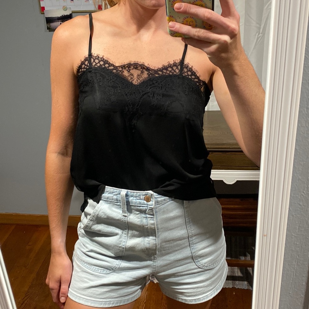Black lace tank top. Size medium